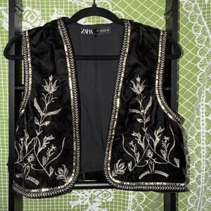 Zara Velvet Embroidered Sequin Vest